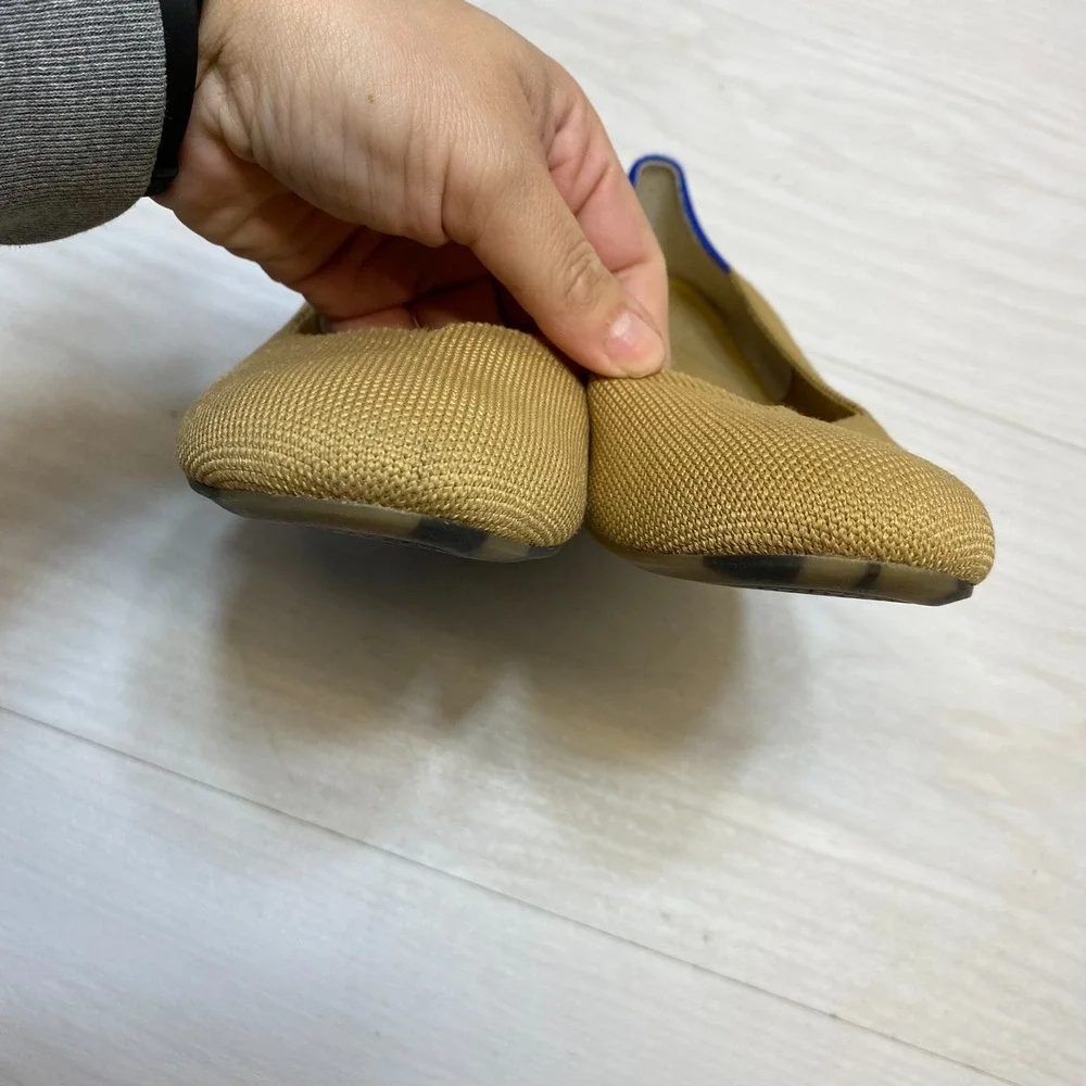 Rothy's The Flat Slip On Ballet Flats Women's Size 8 Tan Knit‎ Round Toe Comfort